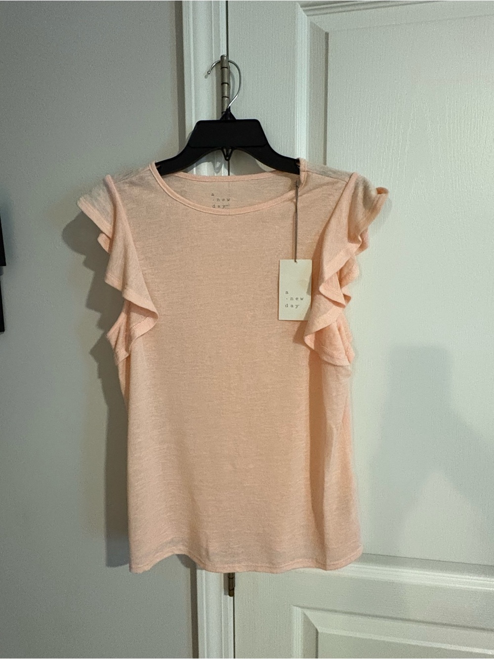 A New Day Women's Pink Ruffle Sleeve Tee